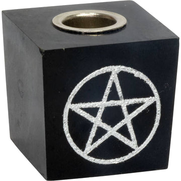 Black Tourmaline Mini Candle Holder - Pentacle (Each)-Earth Fairy Holistics