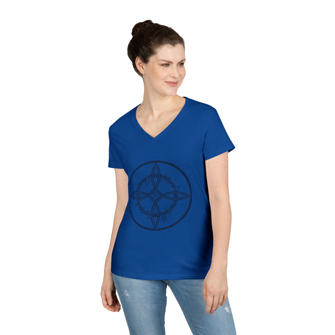 Witch's Knot Wisdom Ladies' V-Neck T-Shirt-Earth Fairy Holistics