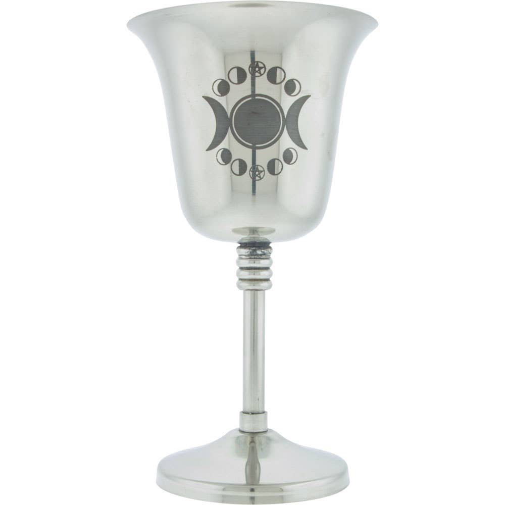 Chalice Stainless Steel w/Engraved Triple Moon - Medium-Earth Fairy Holistics