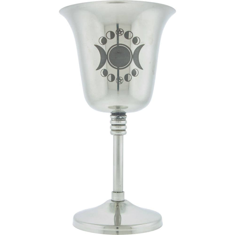 Chalice Stainless Steel w/Engraved Triple Moon - Medium-Earth Fairy Holistics