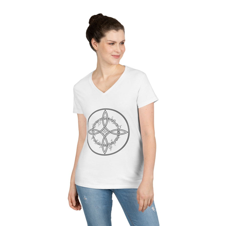 Witch's Knot Wisdom Ladies' V-Neck T-Shirt-Earth Fairy Holistics