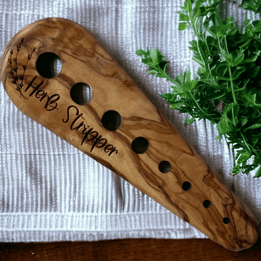 Herb Stripping Tool in Elegant Olive Wood-Earth Fairy Holistics