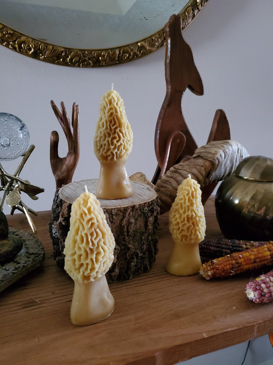 Morel Mushroom Beeswax Candle-Earth Fairy Holistics