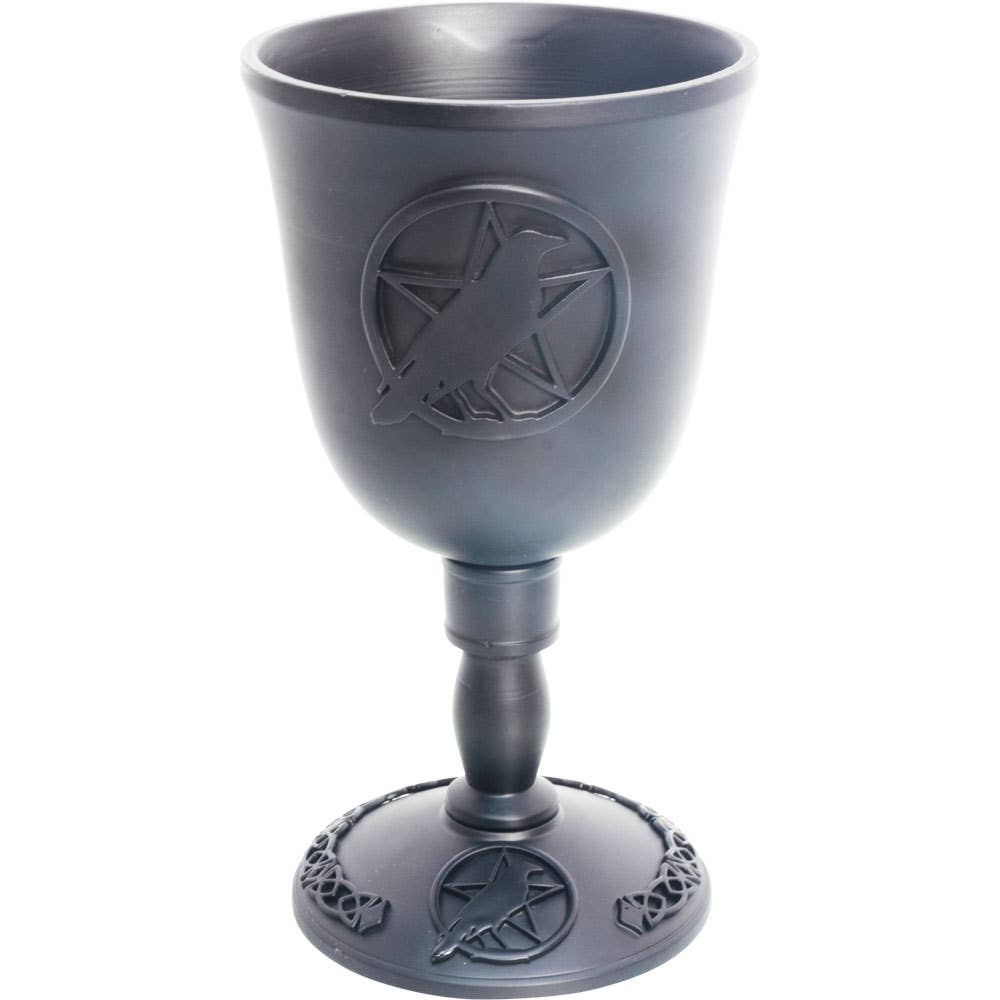 Cast Iron Goblet - Pentacle w/ Raven (Each)-Earth Fairy Holistics