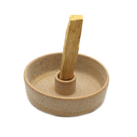 Textured Ceramic Palo Santo Burner (4 in.) - Beige-Earth Fairy Holistics