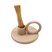 Ceramic Palo Santo Burner w/ Handle (4 in.) - Beige-Earth Fairy Holistics