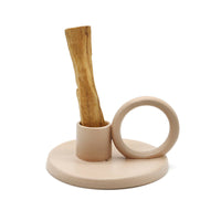 Ceramic Palo Santo Burner w/ Handle (4 in.) - Beige-Earth Fairy Holistics