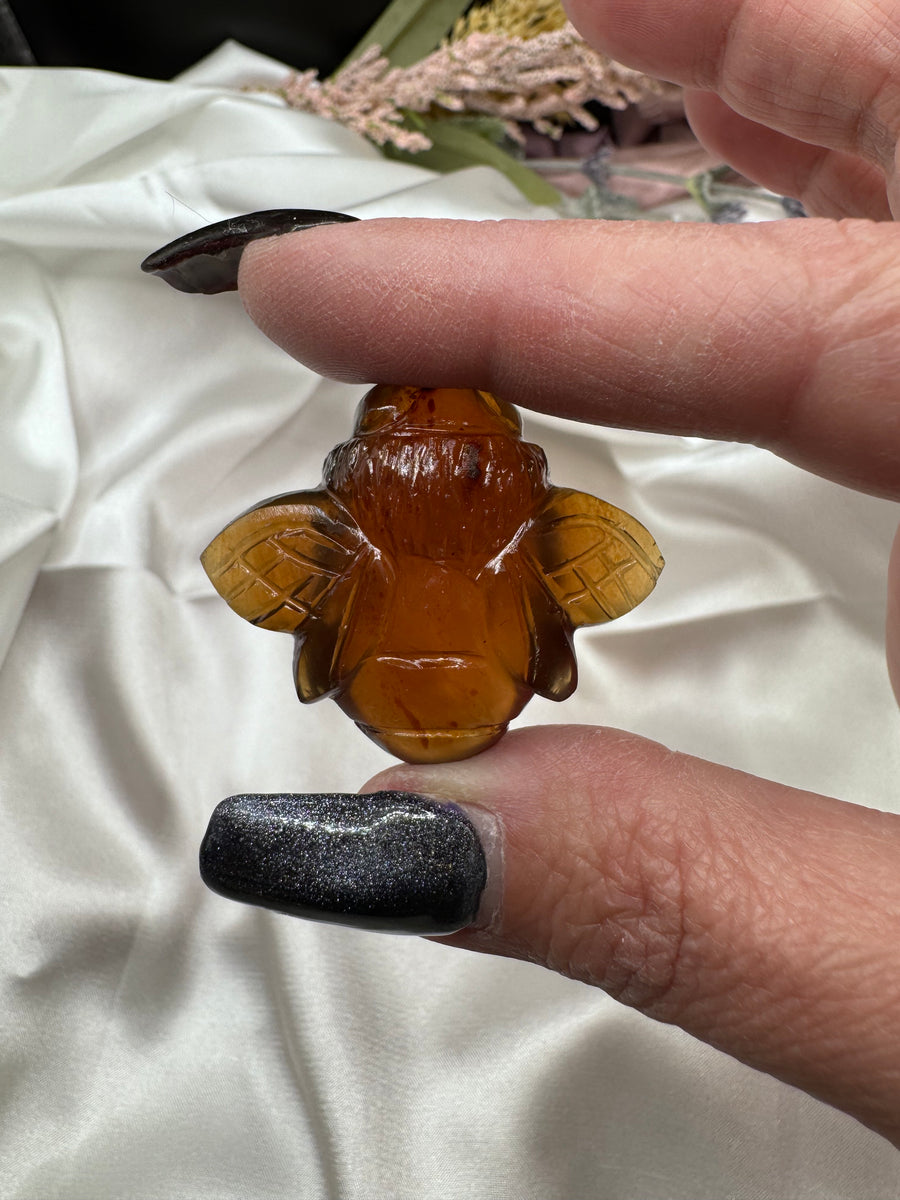 Amber Bumblebee Carvings (UV Reactive)-Earth Fairy Holistics