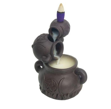 Ceramic Backflow Incense Burner - Triple Cauldrons-Earth Fairy Holistics