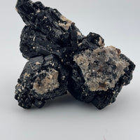 Black Tourmaline Cluster Specimen w/Fluorescent Hyalite Opal - AA Grade-Earth Fairy Holistics