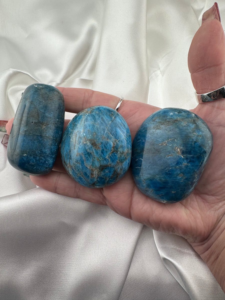 Blue Apatite Palm Stone - AA Grade-Handmade Naturals Inc