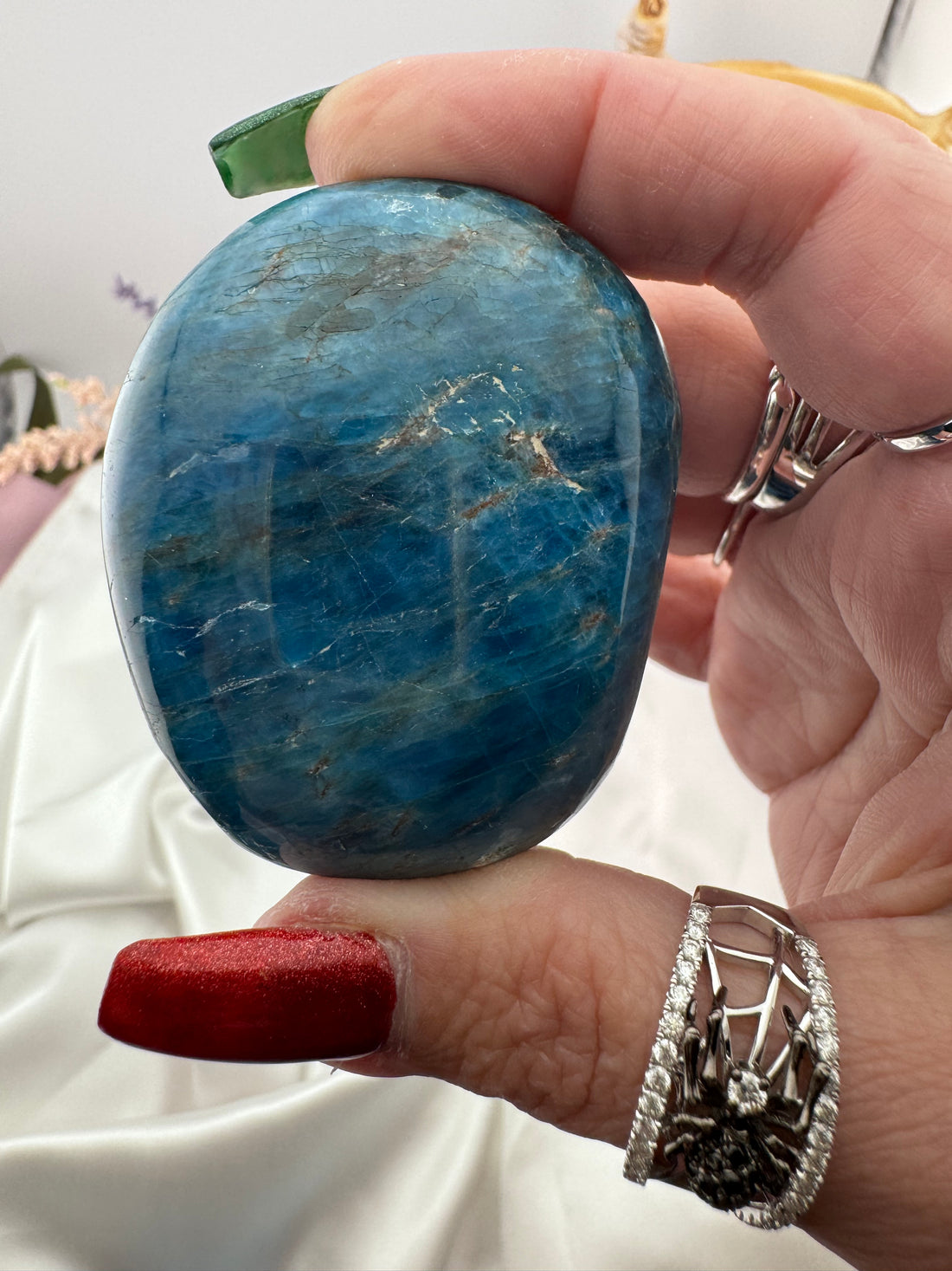 Blue Apatite Palm Stone - AA Grade-Handmade Naturals Inc