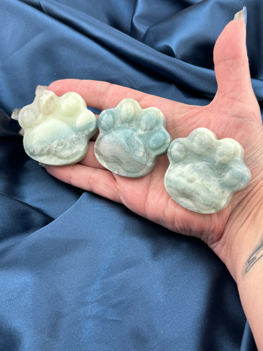 Caribbean Calcite Cat Paw Carving-Handmade Naturals Inc