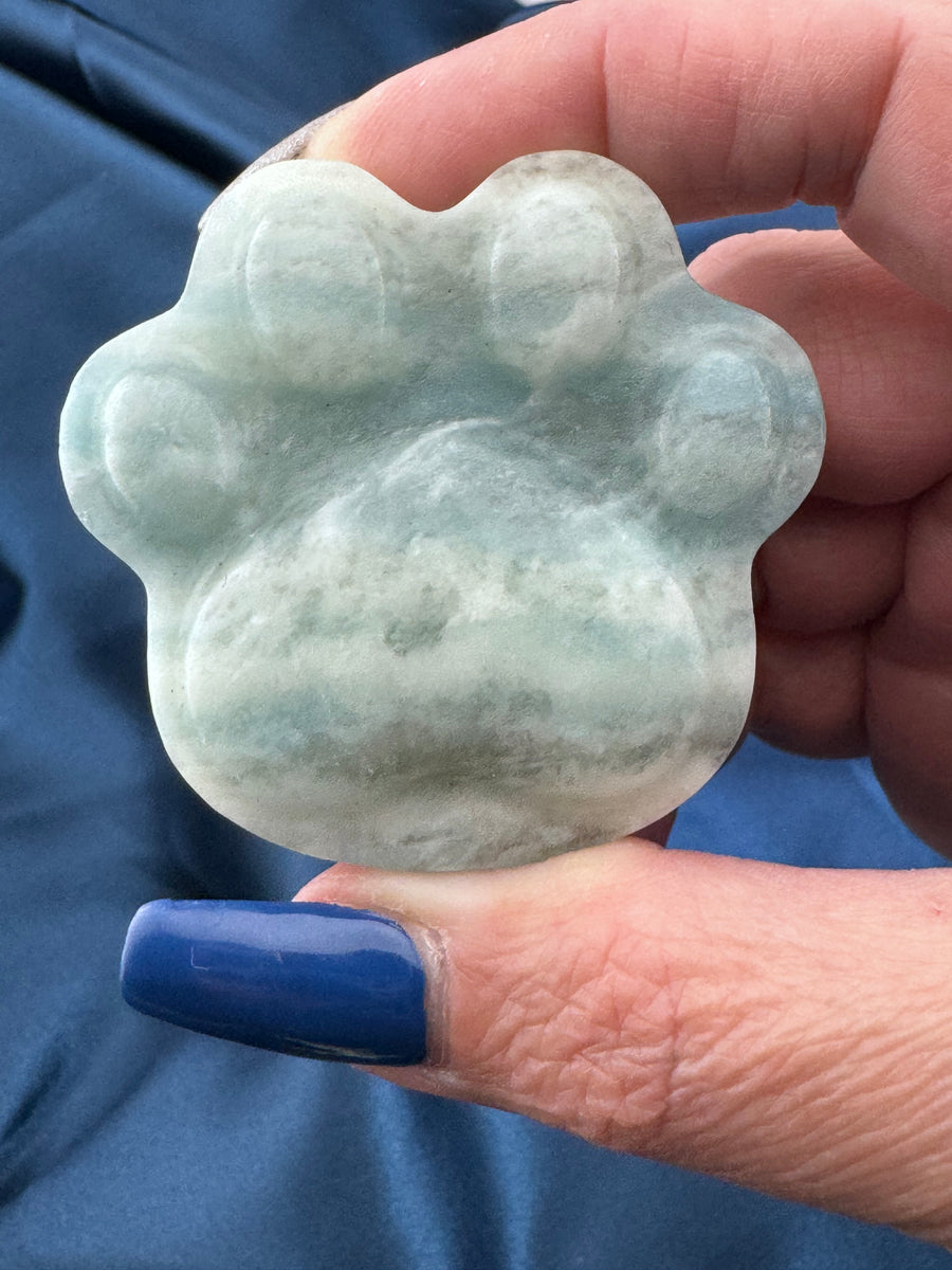 Caribbean Calcite Cat Paw Carving-Handmade Naturals Inc