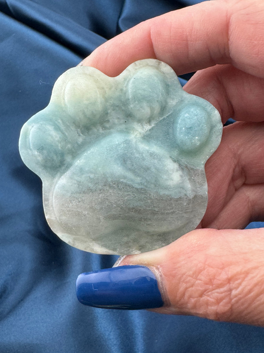 Caribbean Calcite Cat Paw Carving-Handmade Naturals Inc