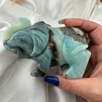 Caribbean Calcite Elephant Carving-Handmade Naturals Inc