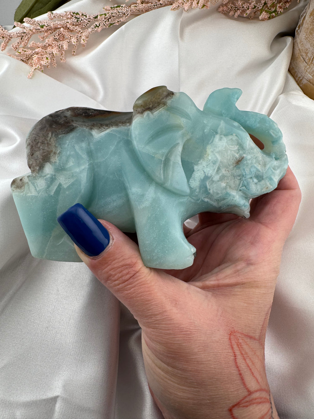 Caribbean Calcite Elephant Carving-Earth Fairy Holistics