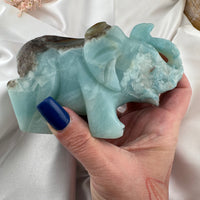 Caribbean Calcite Elephant Carving-Handmade Naturals Inc