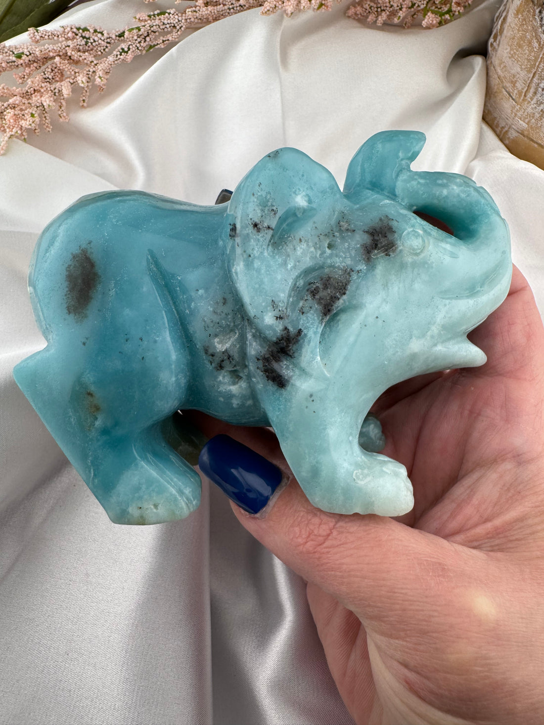 Caribbean Calcite Elephant Carving-Handmade Naturals Inc