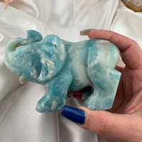 Caribbean Calcite Elephant Carving-Handmade Naturals Inc