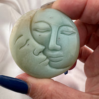 Caribbean Calcite Sun Moon Face Carving-Earth Fairy Holistics