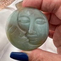 Caribbean Calcite Sun Moon Face Carving-Handmade Naturals Inc