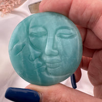 Caribbean Calcite Sun Moon Face Carving-Handmade Naturals Inc