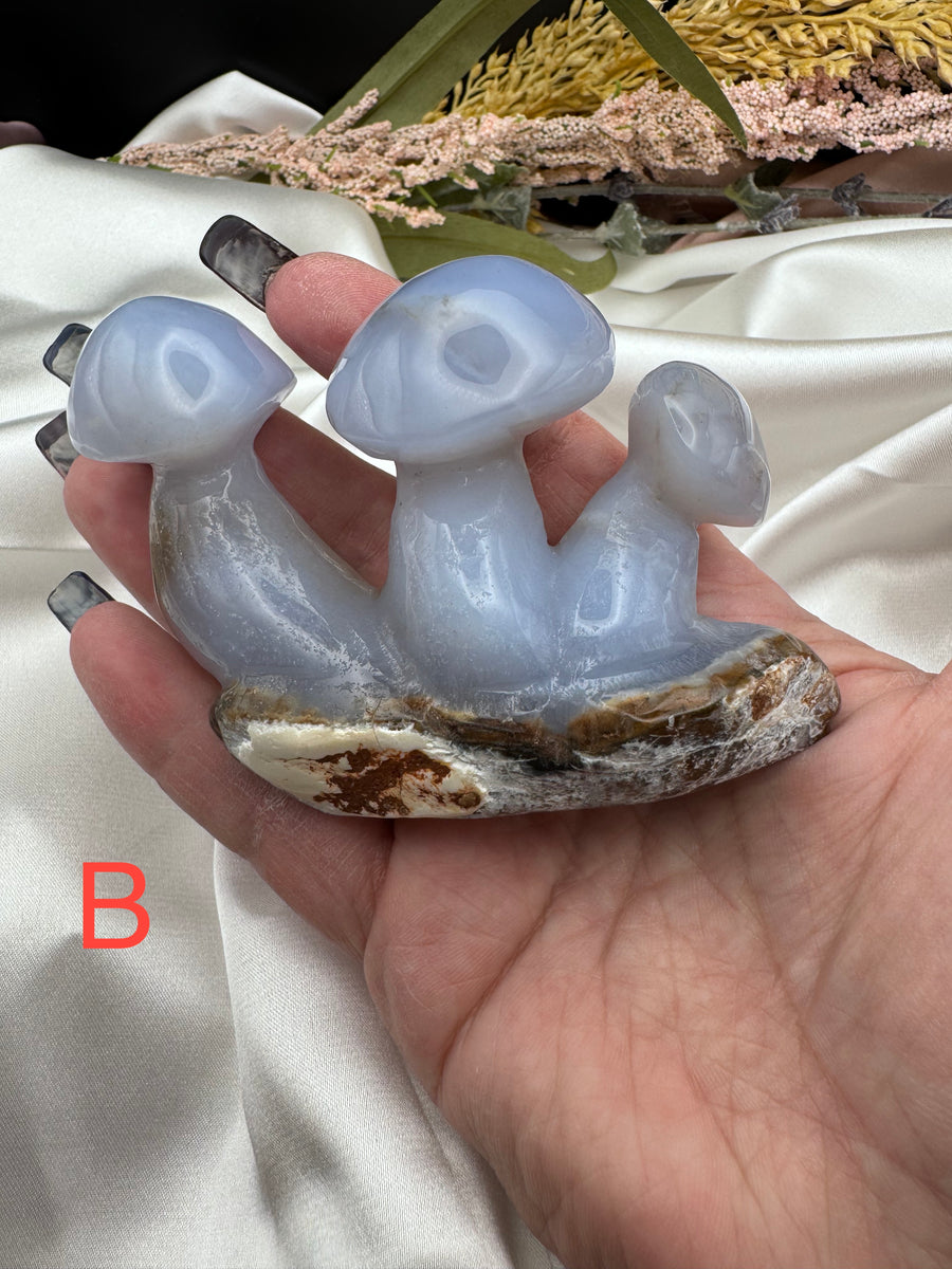 Chalcedony Double & Triple Mushrooms-Handmade Naturals Inc