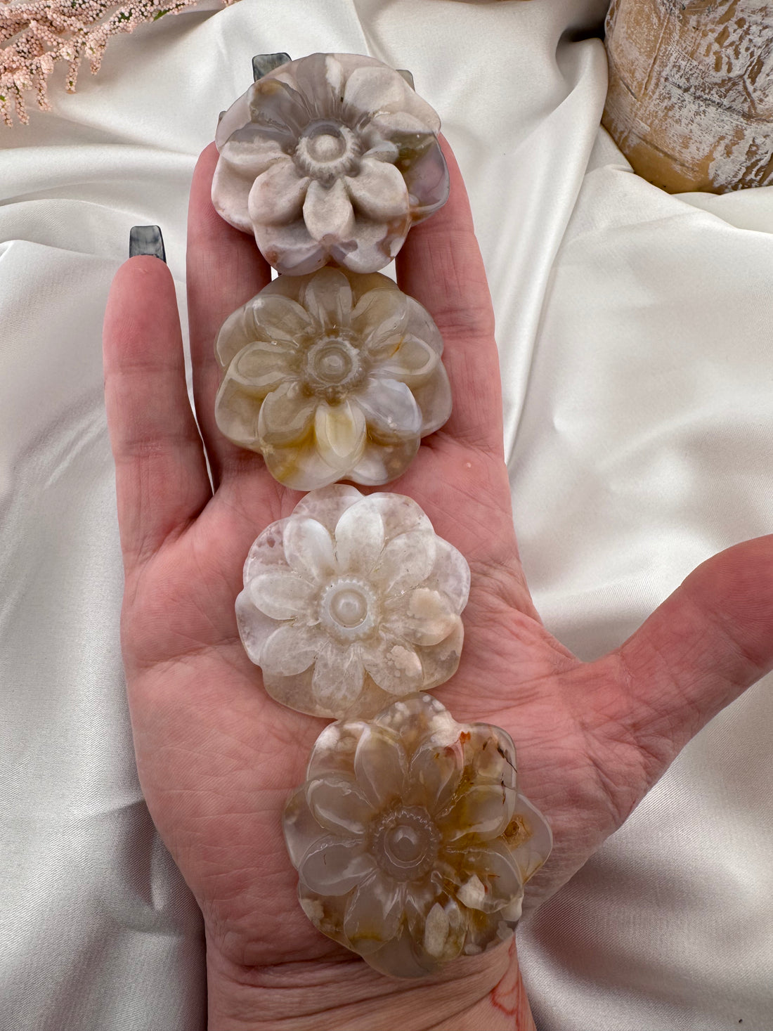 Flower Agate Flower Carving-Handmade Naturals Inc