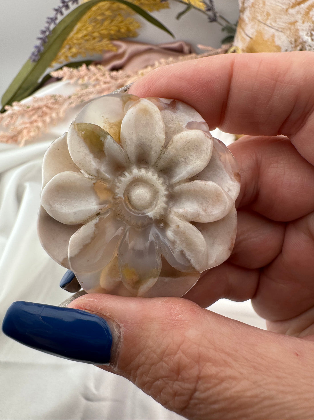 Flower Agate Flower Carving-Handmade Naturals Inc