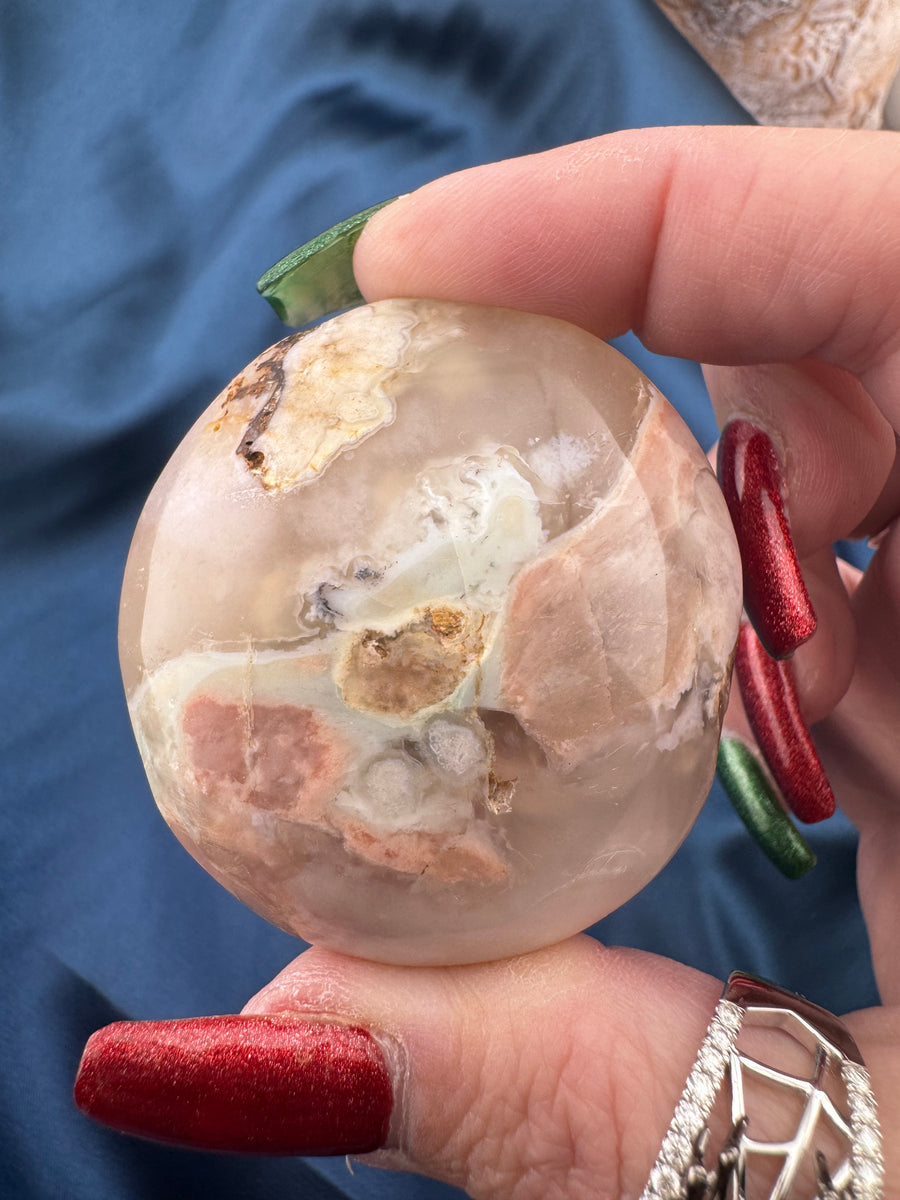 Flower Agate Palm Stone-Earth Fairy Holistics