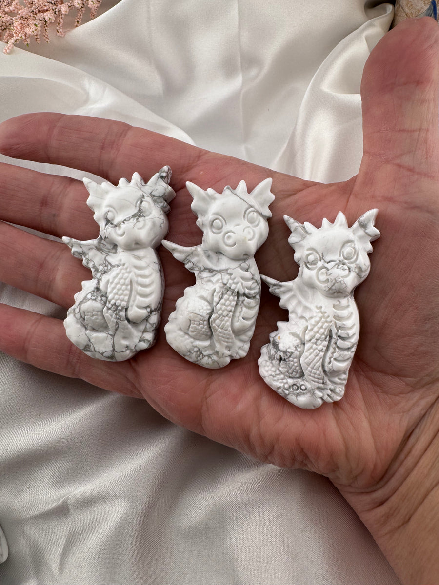 Howlite Baby Dragon Carving-Earth Fairy Holistics