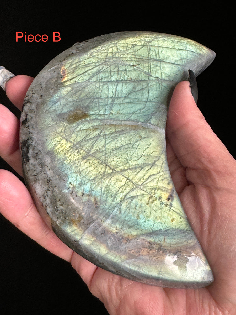 Labradorite Moon With Stand-Earth Fairy Holistics