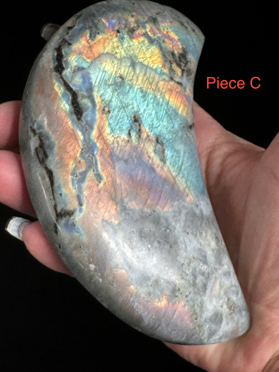 Labradorite Moon With Stand-Earth Fairy Holistics