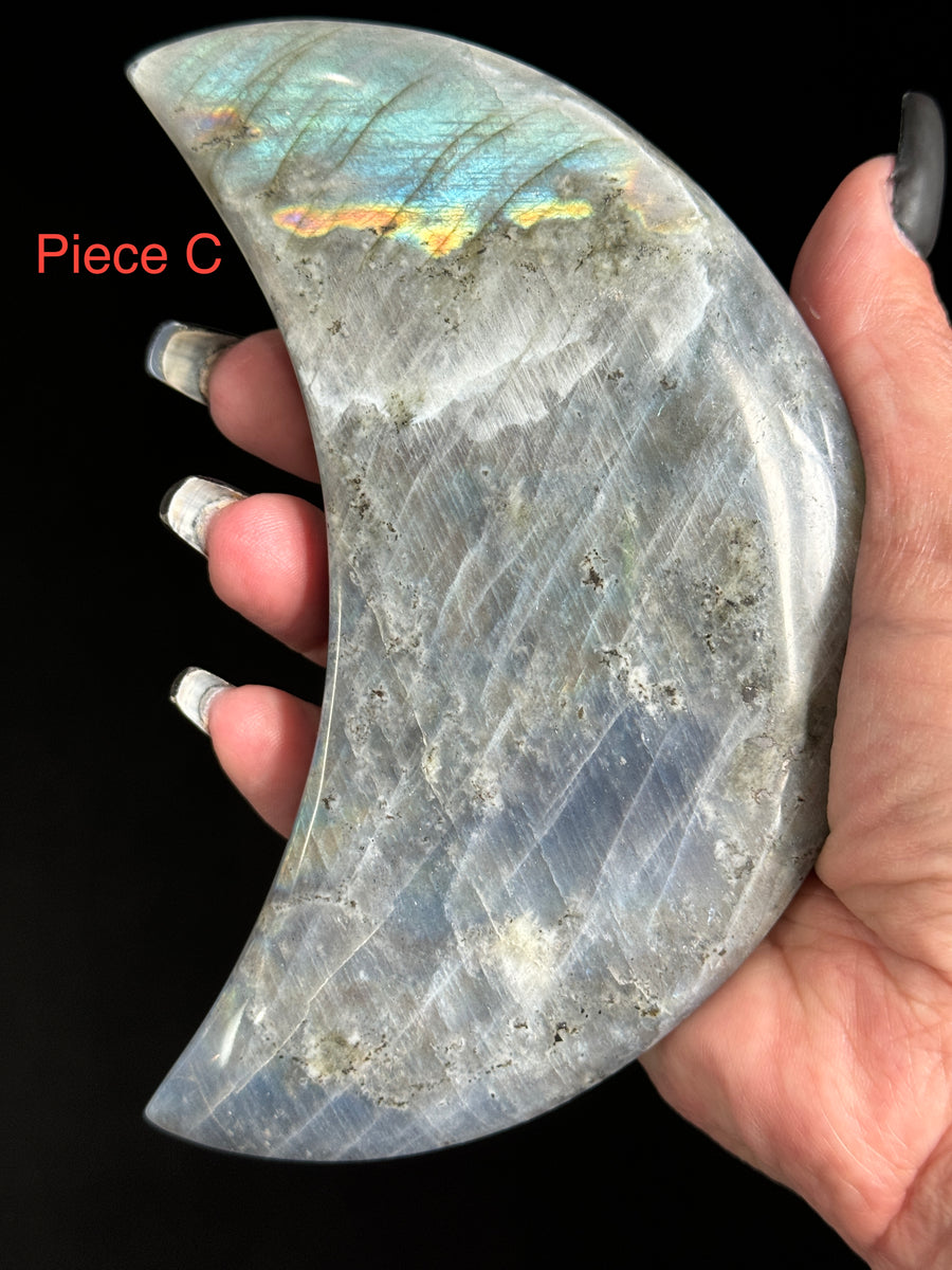 Labradorite Moon With Stand-Earth Fairy Holistics