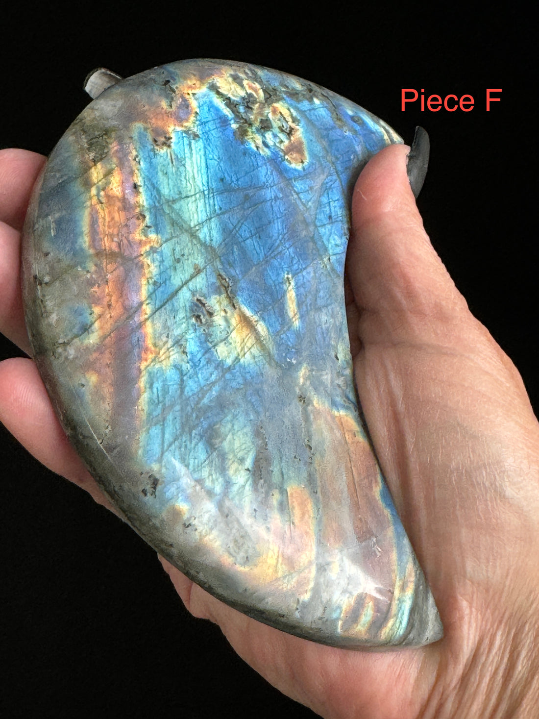 Labradorite Moon With Stand-Earth Fairy Holistics