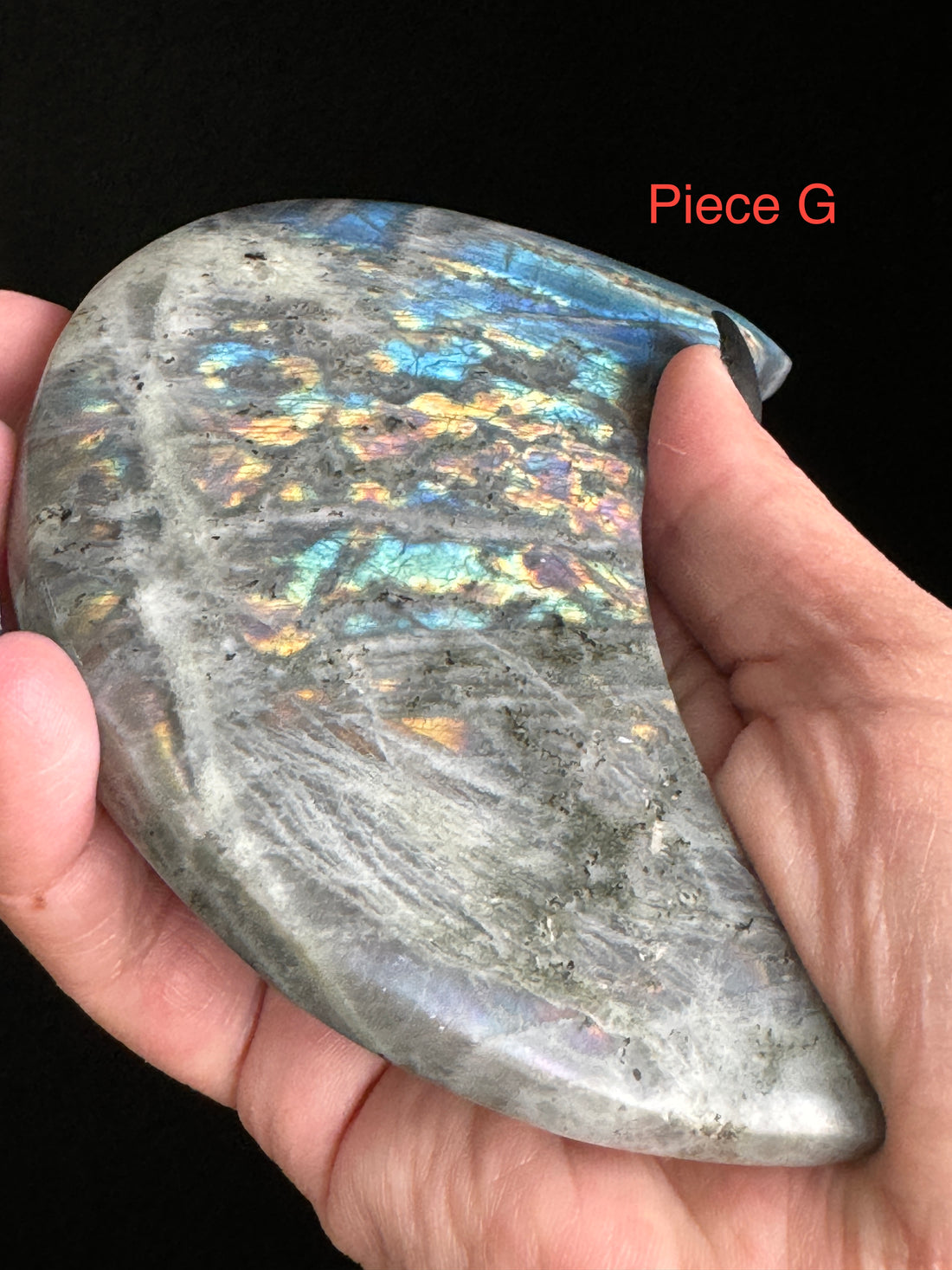 Labradorite Moon With Stand-Handmade Naturals Inc