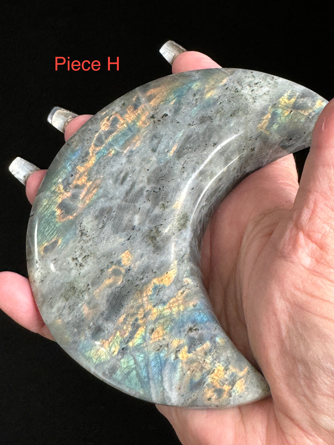 Labradorite Moon With Stand-Earth Fairy Holistics