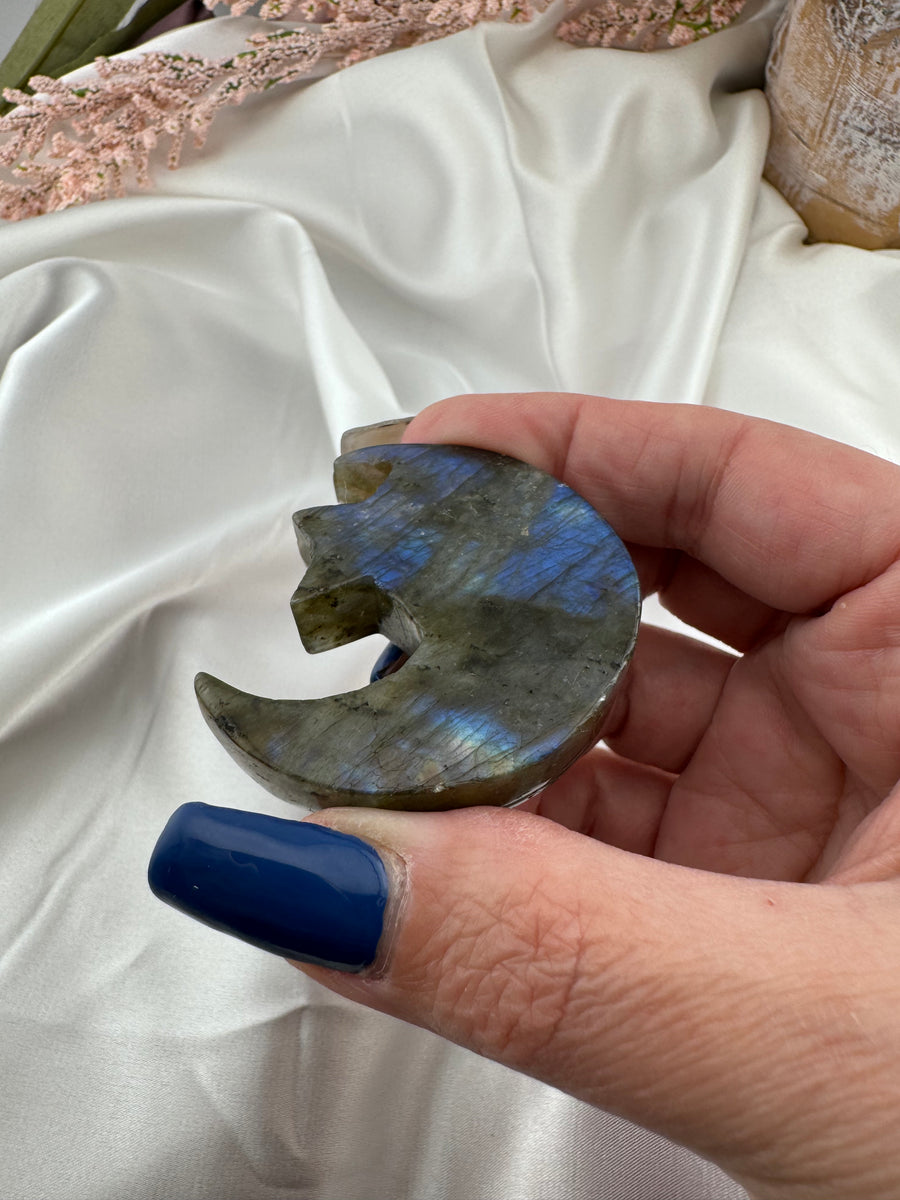 Labradorite Star and Moon Carving-Handmade Naturals Inc