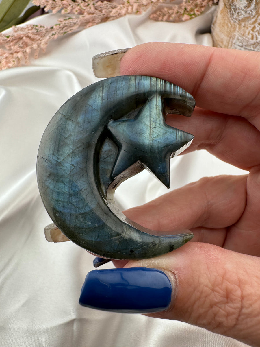 Labradorite Star and Moon Carving-Earth Fairy Holistics