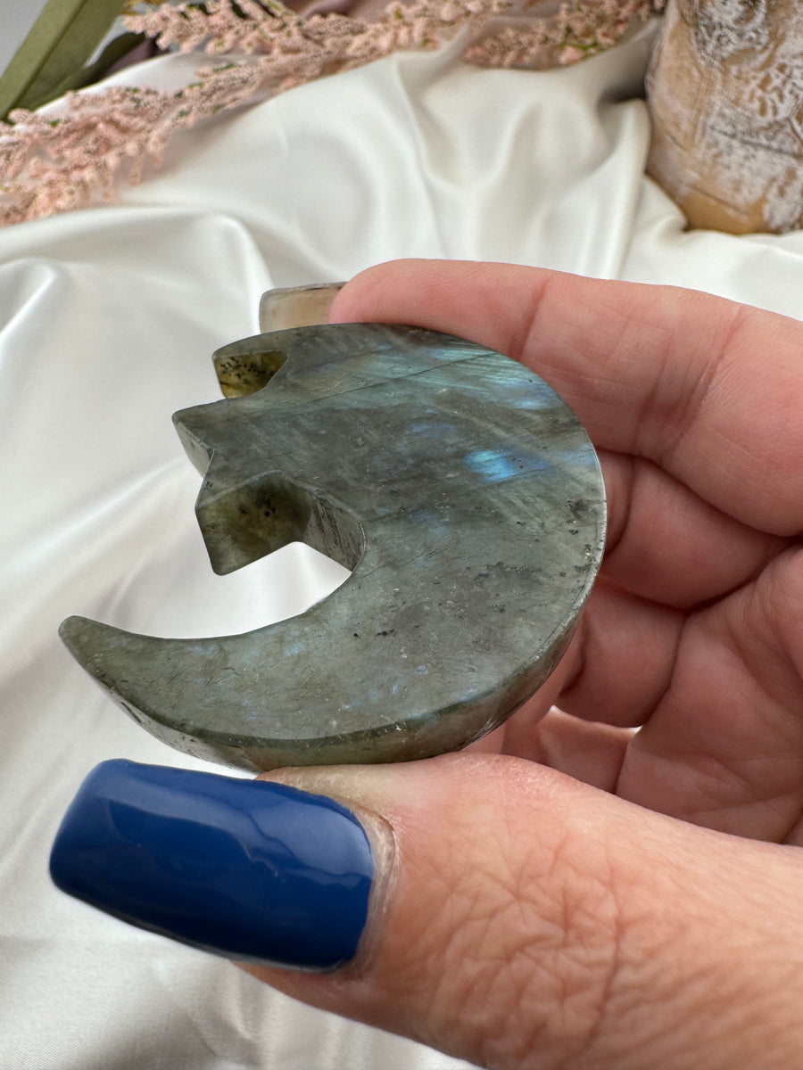 Labradorite Star and Moon Carving-Handmade Naturals Inc