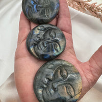 Labradorite Sun and Moon Carving-Earth Fairy Holistics