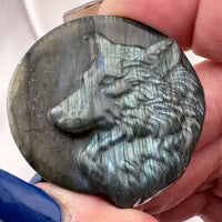 Labradorite Wolf Carving-Handmade Naturals Inc