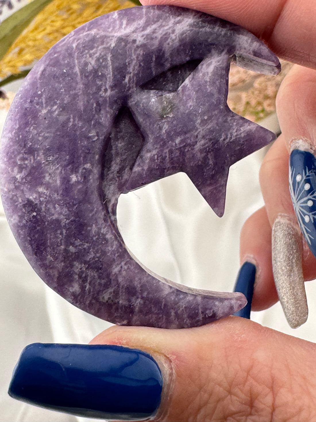 Lepidolite Star and Moon Carving-Handmade Naturals Inc