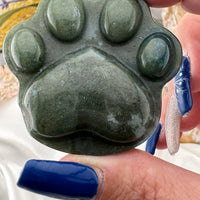 Moss Agate Cat Paw Carving-Handmade Naturals Inc