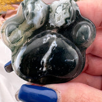 Moss Agate Cat Paw Carving-Handmade Naturals Inc