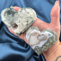 Moss Agate Double Heart Carving-Earth Fairy Holistics