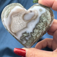 Moss Agate Double Heart Carving-Earth Fairy Holistics