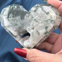 Moss Agate Double Heart Carving-Earth Fairy Holistics