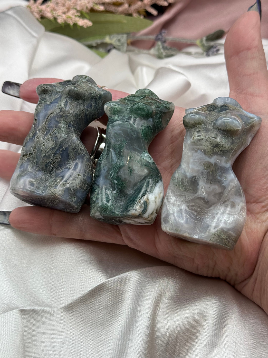 Moss Agate Goddess Body Carving-Earth Fairy Holistics